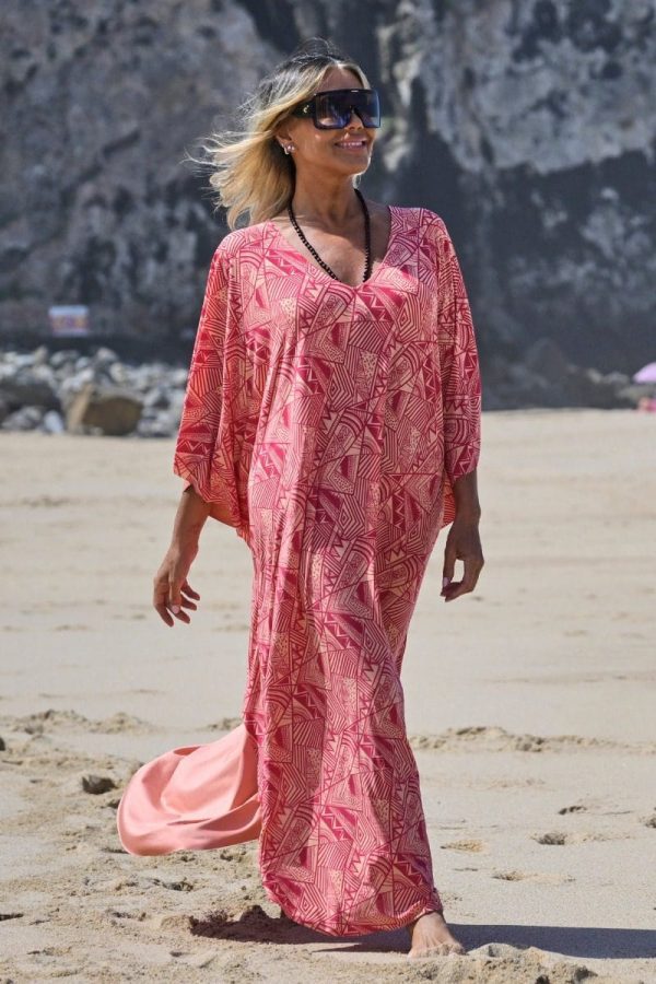 VESTIDO KAFTAN ROSA COM CINTO TROPICAL BRASIL - TAM U