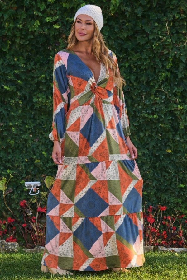 VESTIDO MALHA COLORIDO TROPICAL BRASIL - TAM U