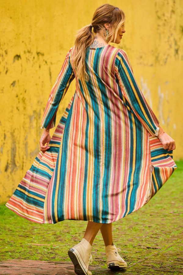 VESTIDO RISCAS FINAS MULTICOR TROPICAL BRASIL - TAM U - Image 2