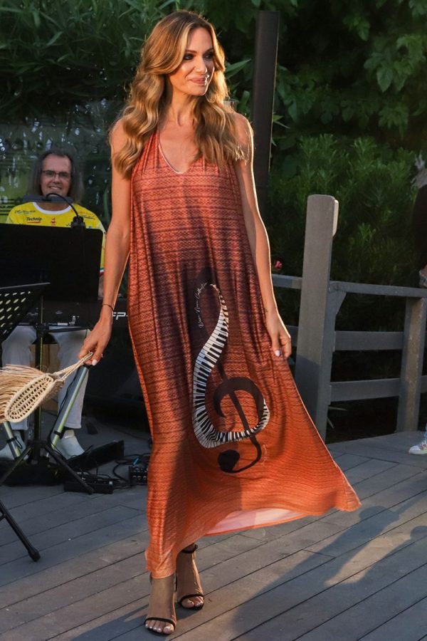 VESTIDO LARANJA CAVAS TROPICAL BRASIL - TAM U