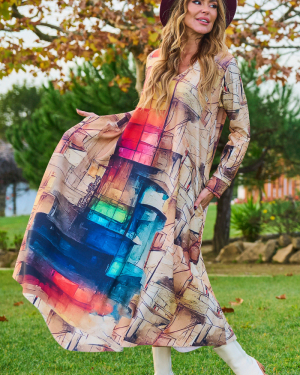 VESTIDO MOSTARDA E COR TROPICAL BRASIL