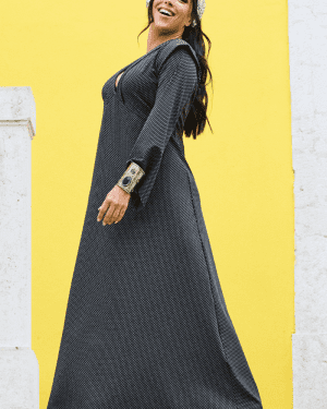 VESTIDO CINZA ESCURO COM BOLAS TROPICAL BRASIL - TAM U