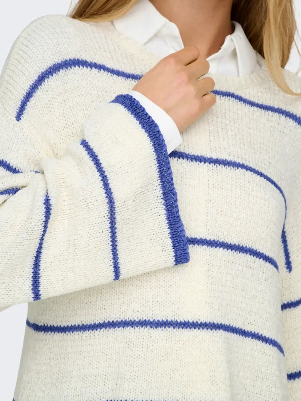 PULLOVER ONLY - ONLGEENA 7/8 STRIPE O-NECK - Loose Fit - Image 4