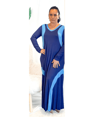 VESTIDO MALHA DOIS AZUIS TROPICAL BRASIL - TAM L