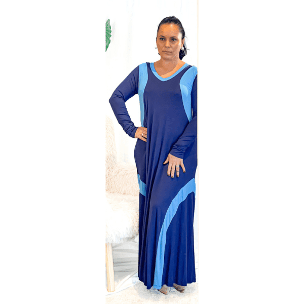 VESTIDO MALHA DOIS AZUIS TROPICAL BRASIL - TAM L