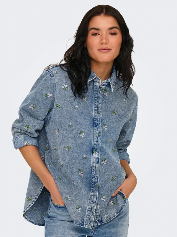 ONLY <BR><BR> ONLVERA FLOWER - DENIM BLUE - Image 2