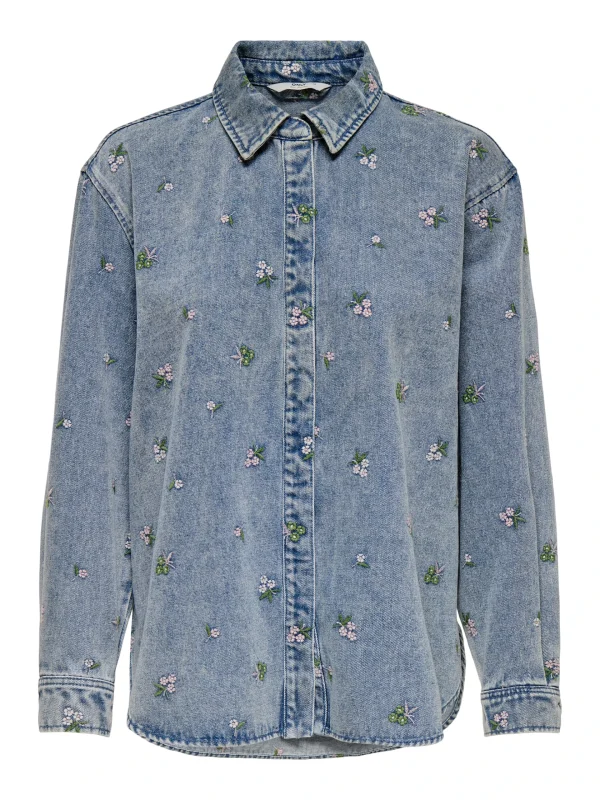 ONLY <BR><BR> ONLVERA FLOWER - DENIM BLUE - Image 4