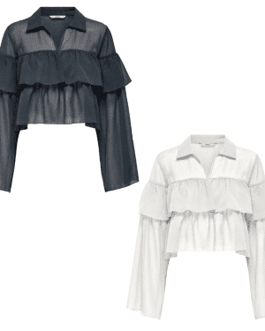 Blusa only – onlsuzzy tie top – white phantom (black)