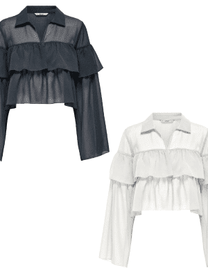 Blusa only – onlsuzzy tie top – white phantom (black)