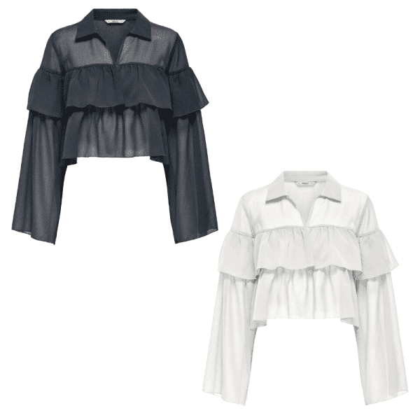 Blusa only – onlsuzzy tie top – white phantom (black)