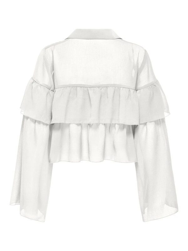 ONLY <BR><BR> BLUSA ONLSUZZY TIE TOP - WHITE / PHANTOM (black) - Image 3