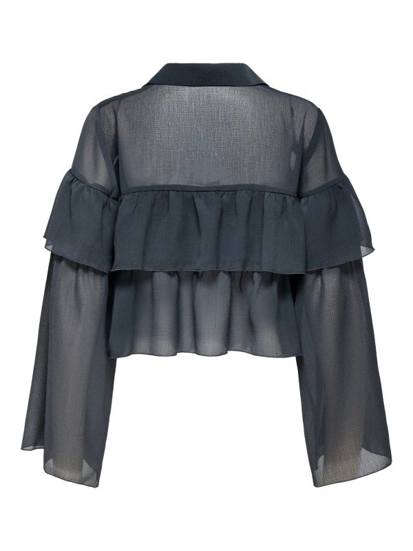 ONLY <BR><BR> BLUSA ONLSUZZY TIE TOP - WHITE / PHANTOM (black) - Image 2