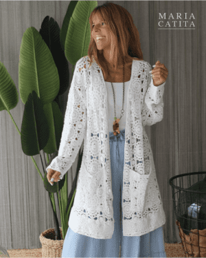 CASACO RENDADO BRANCO MARIA CATITA - TAM U