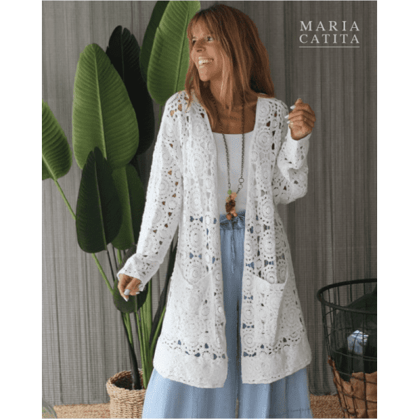 CASACO RENDADO BRANCO MARIA CATITA - TAM U