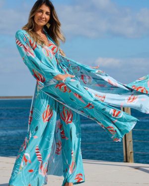 KYMONO LIBERDADE ESTAMPA TURQUESA - TROPICAL BRASIL - TAM U
