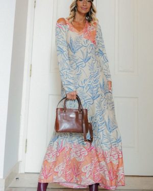 VESTIDO FLORAL ABERTURA OMBRO - TROPICAL BRASIL - TAM U