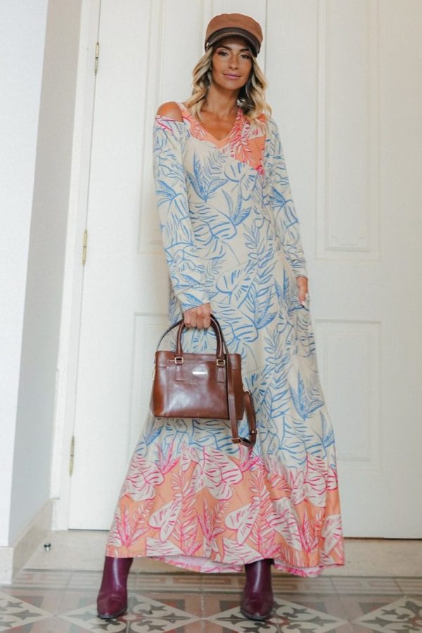 VESTIDO FLORAL ABERTURA OMBRO - TROPICAL BRASIL - TAM U