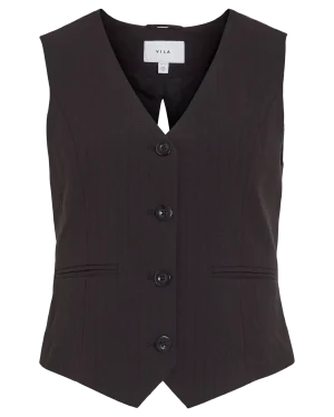 VILA <BR><BR> COLETE VIBETINA BOW DETAIL VEST - BLACK