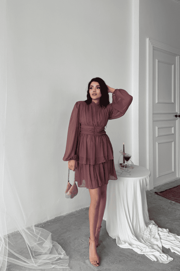 VESTIDO CHIFFON AMEIXA ELLA BY TAM