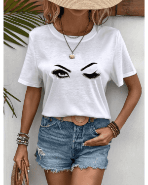 T-SHIRT OLHOS BRANCA ELLA BY TAM