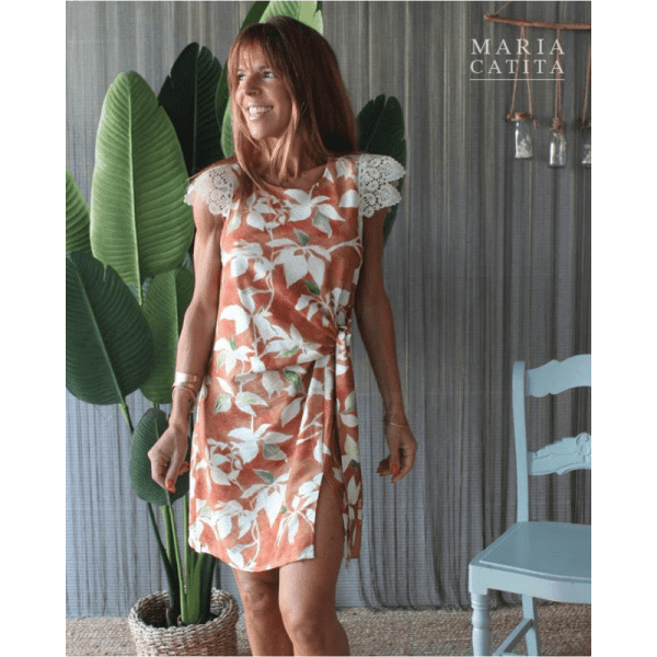 VESTIDO CURTO FLORAL MARIA CATITA - TAM U
