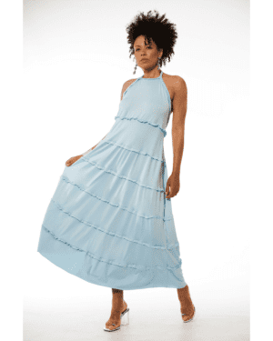 VESTIDO AZUL BEBÉ FOLHOS TROPICAL BRASIL - TAM U