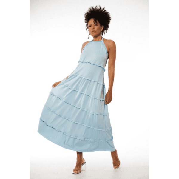 VESTIDO AZUL BEBÉ FOLHOS TROPICAL BRASIL - TAM U