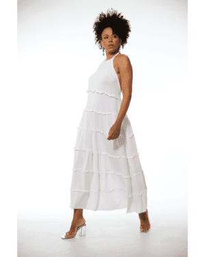 VESTIDO BRANCO FOLHOS TROPICAL BRASIL - TAM U