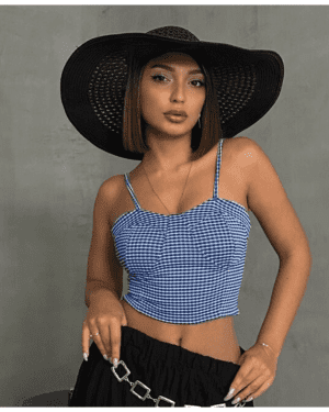 Top bustier quadrados azul – ella by tam