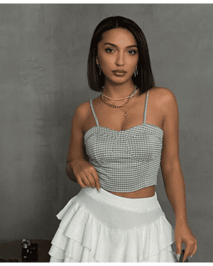 Top bustier quadrados verde – ella by tam