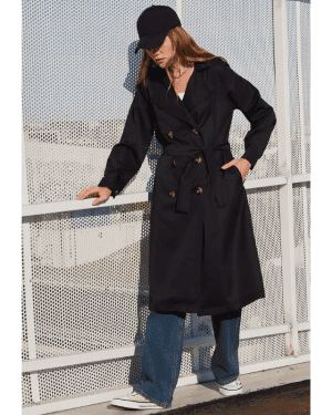 Trench coat comprido preto – ella by tam