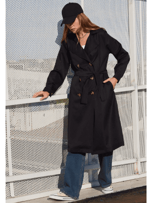 Trench coat comprido preto – ella by tam