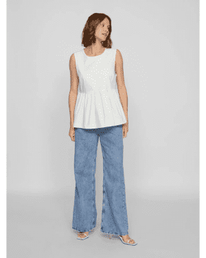 VILA <BR><BR> TOP PEPLUM VIDONNA - WHITE