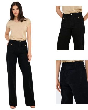 Jeans only – onlmadeline hw hd pocket gua554 – wide leg – black