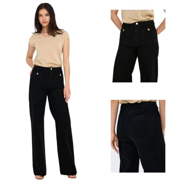 Jeans only – onlmadeline hw hd pocket gua554 – wide leg – black