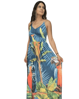 Vestido premium multicor comprido tropical brasil – tam u
