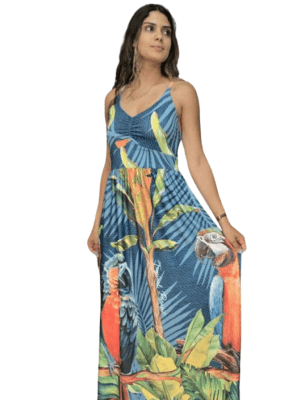Vestido premium multicor comprido tropical brasil – tam u