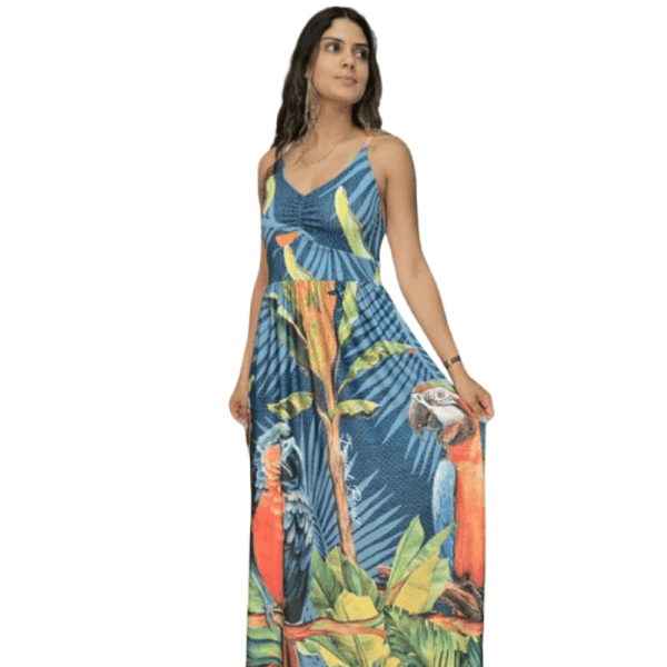 Vestido premium multicor comprido tropical brasil – tam u