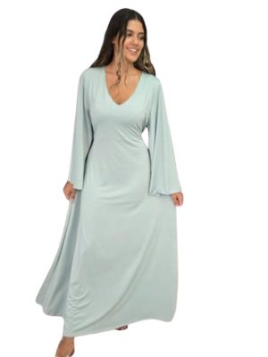 Vestido comprido manga morcego tropical brasil – menta – tam u