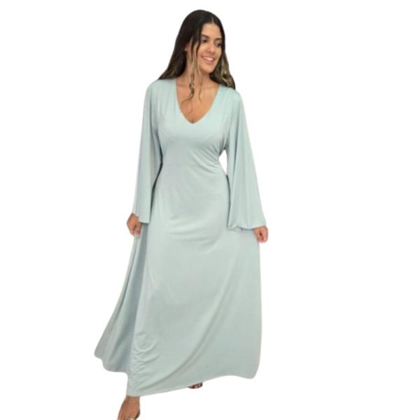 Vestido comprido manga morcego tropical brasil – menta – tam u
