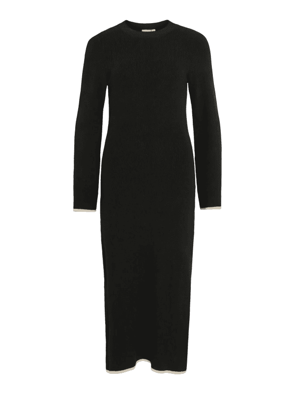 Vikerry o neck knit maxi dress black 1