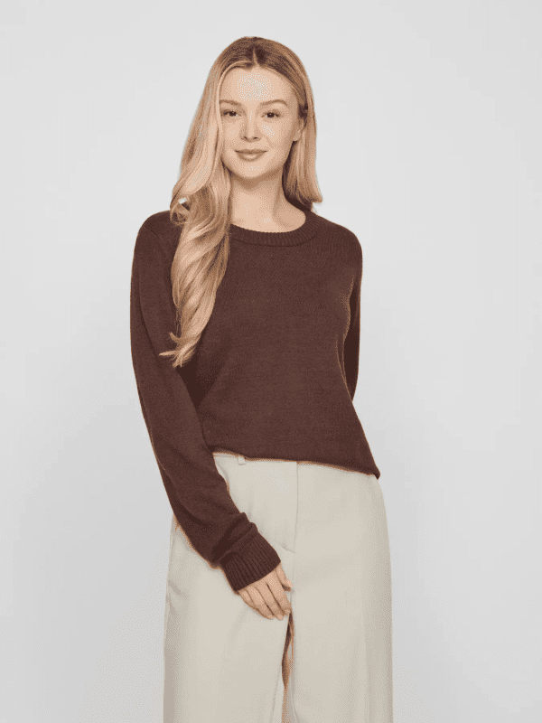 Viril o neck knit top coffee bean 3