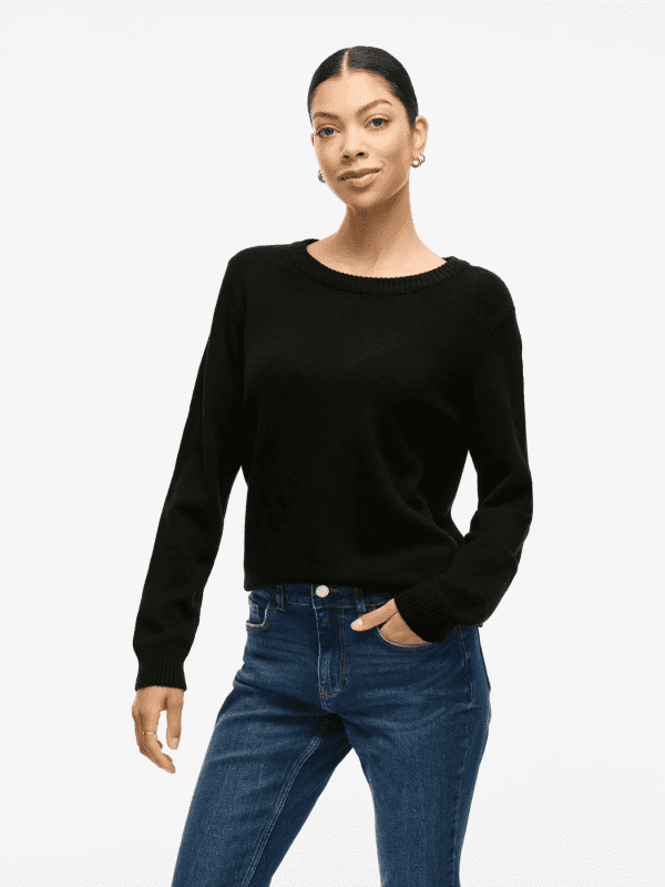 Viril o neck knit top black 3