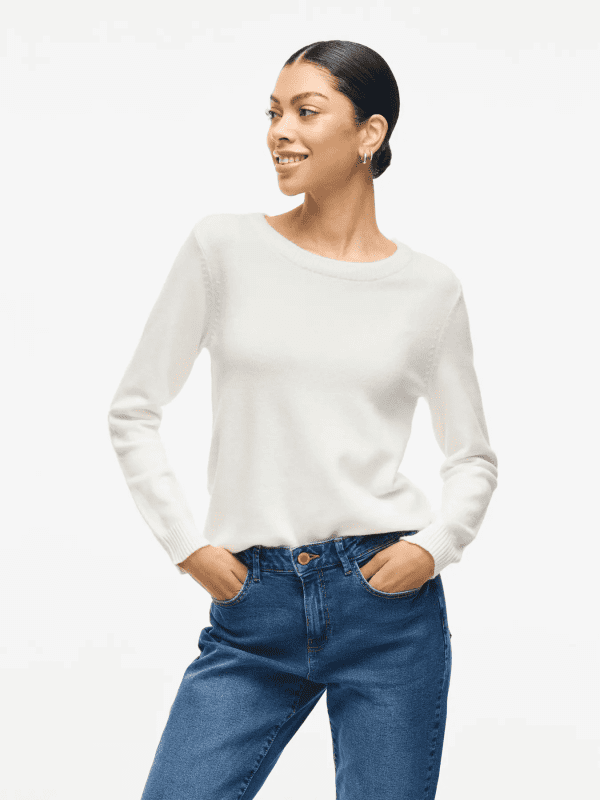 Viril o neck knit top white 3