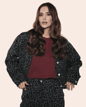 Blusao bigzone – animal print azul e preto detalhe
